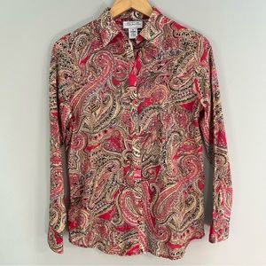 Brown & Pink Paisley Button Down